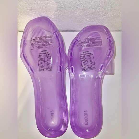 NWT size 8 Purple lavender Jelly Square Open Toe Slides sandals new! - Picture 4 of 5